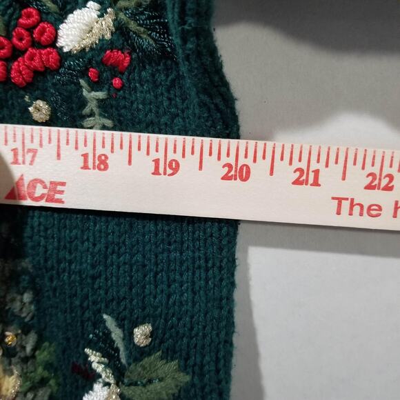 Vintage Tiara International Sweater Womens Medium Green Santa Christmas Tree 90s - Picture 6 of 8